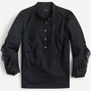 J. Crew Ruffle Sleeve Top Embroidered Eyelet